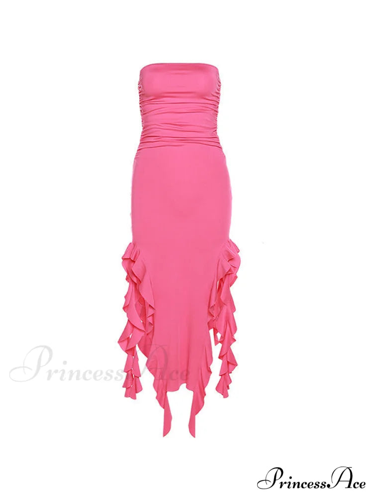 Irregular Rhinestone Decor Trendy Halter Crop Cami Top Maxi Dresses