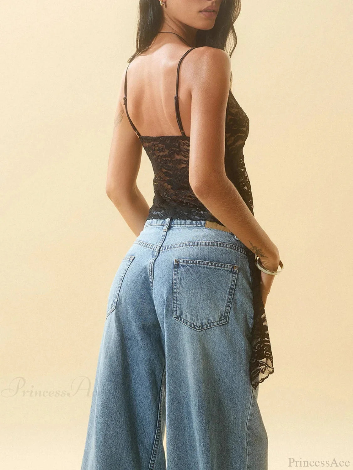 Irregular Ruffle Hem V-neck Floral Sheer Tank Top croptop-250126