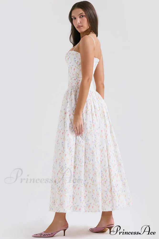 Isabella White Stylish Cotton Sundress