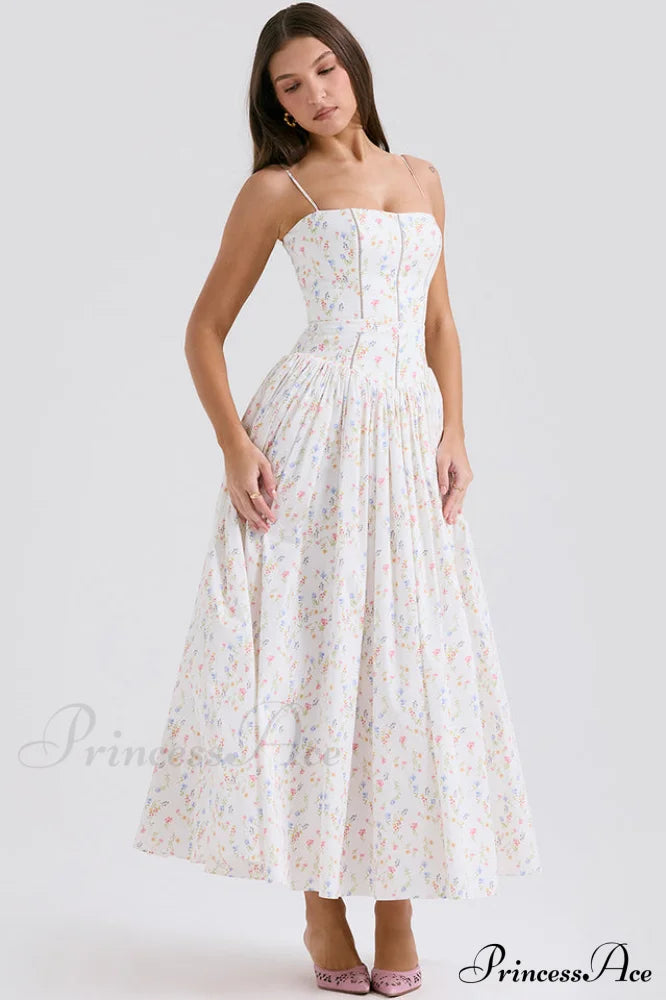 Isabella White Stylish Cotton Sundress