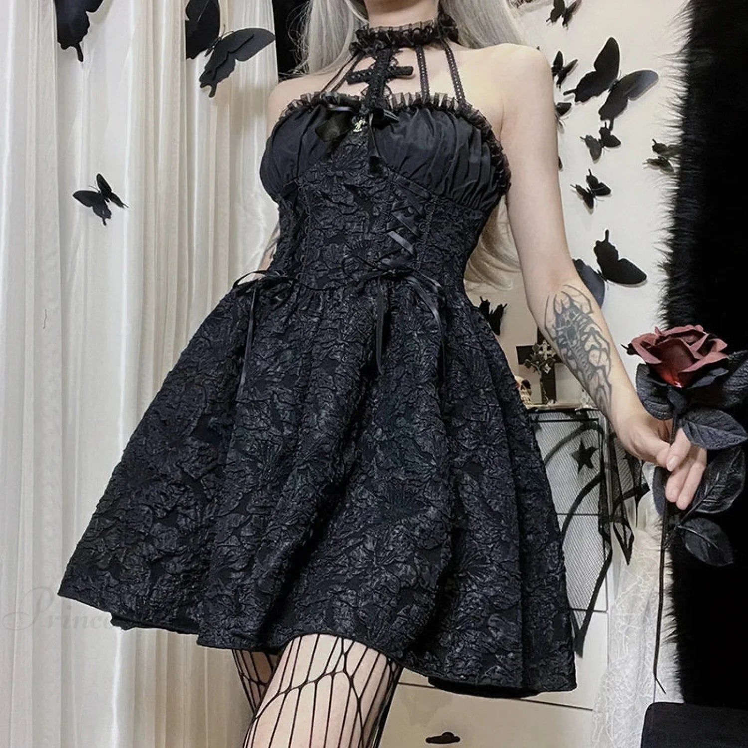 Jacquard Gathered Small Dress