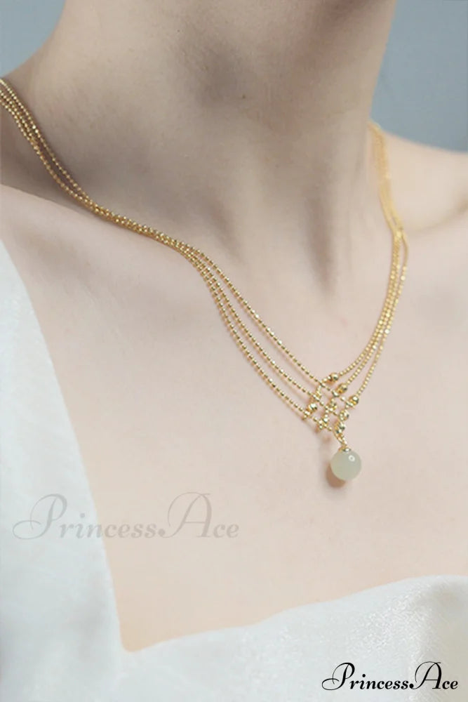 Jade Necklace With Three Beaded Layers Jewelry