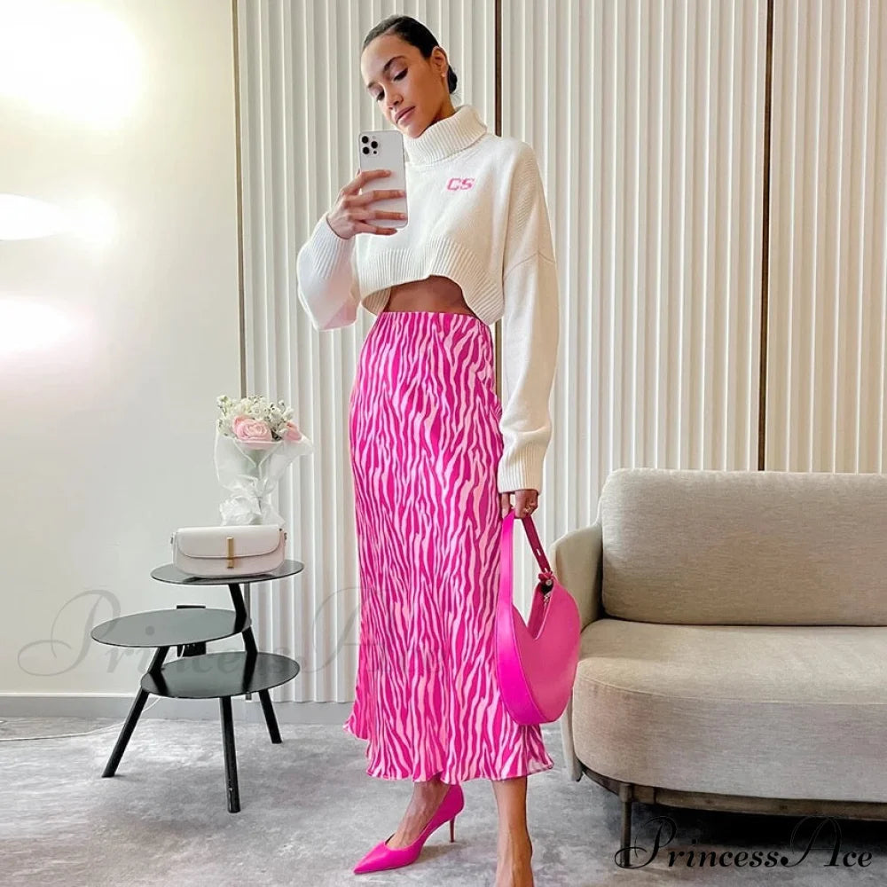 Javier Elegant Zebra Skirt Pink / M