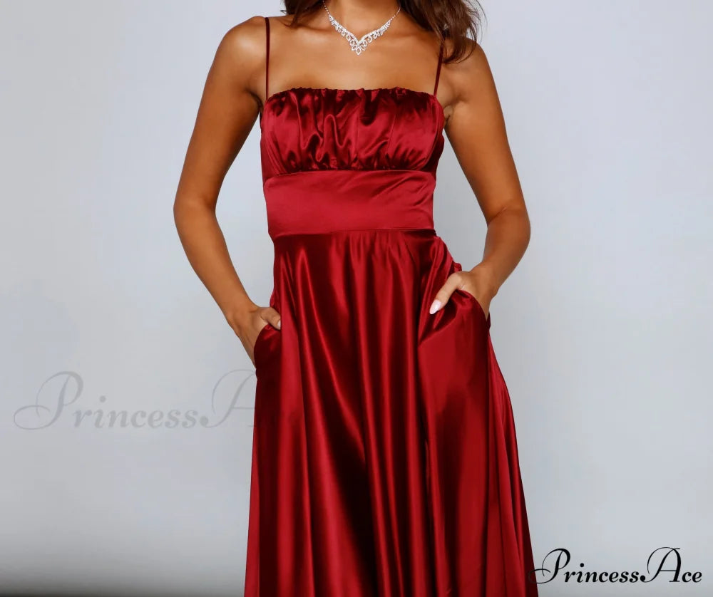 Jenny A-Line Stylish Satin Formal Dress S.o. Long Dresses