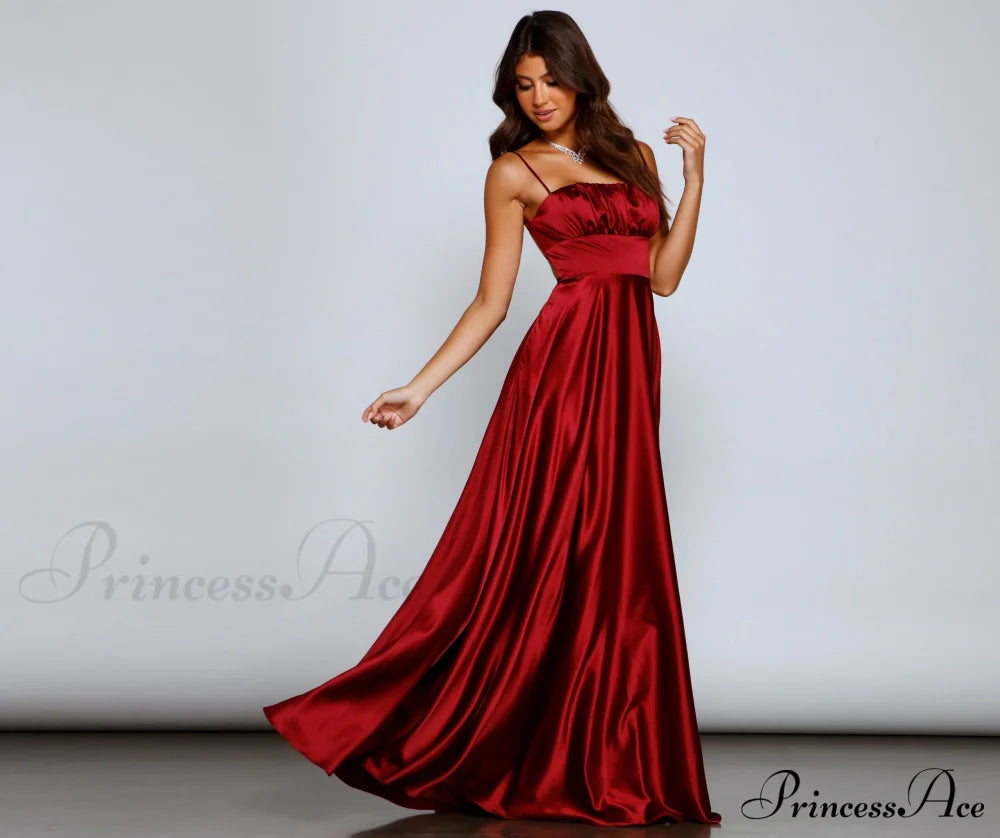 Jenny A-Line Stylish Satin Formal Dress S.o. Long Dresses