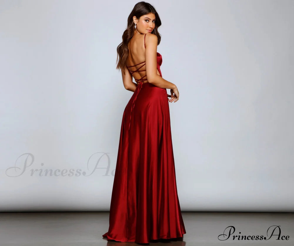 Jenny A-Line Stylish Satin Formal Dress S.o. Long Dresses