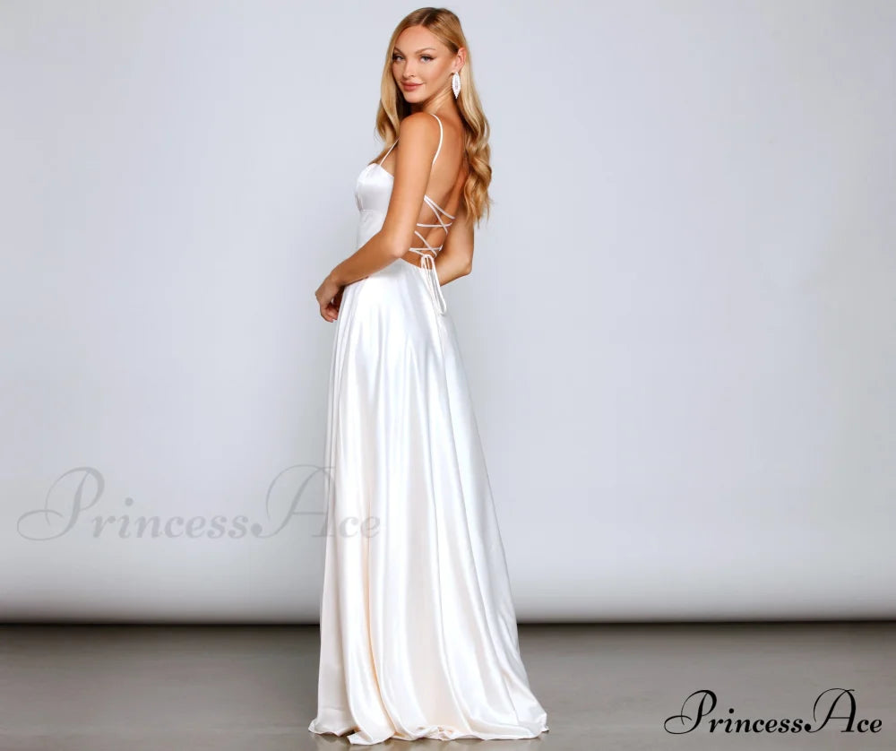 Jenny A-Line Stylish Satin Formal Dress S.o. Long Dresses