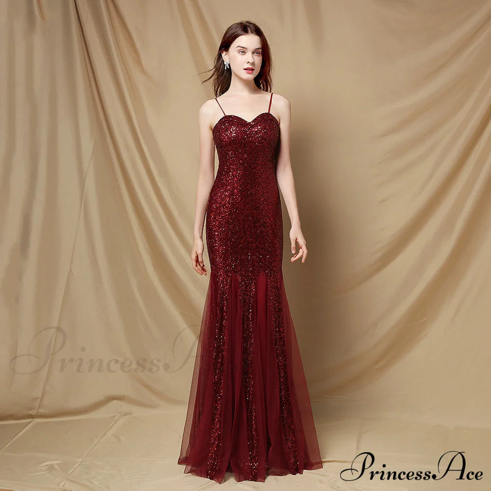 Jerry sling-mesh fishtail dress - Lady Occasions