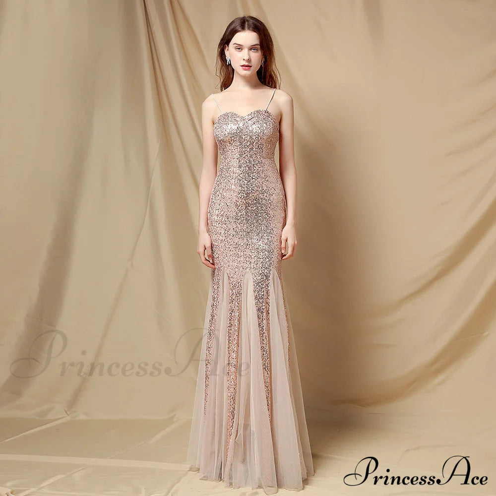 Jerry sling-mesh fishtail dress - Lady Occasions