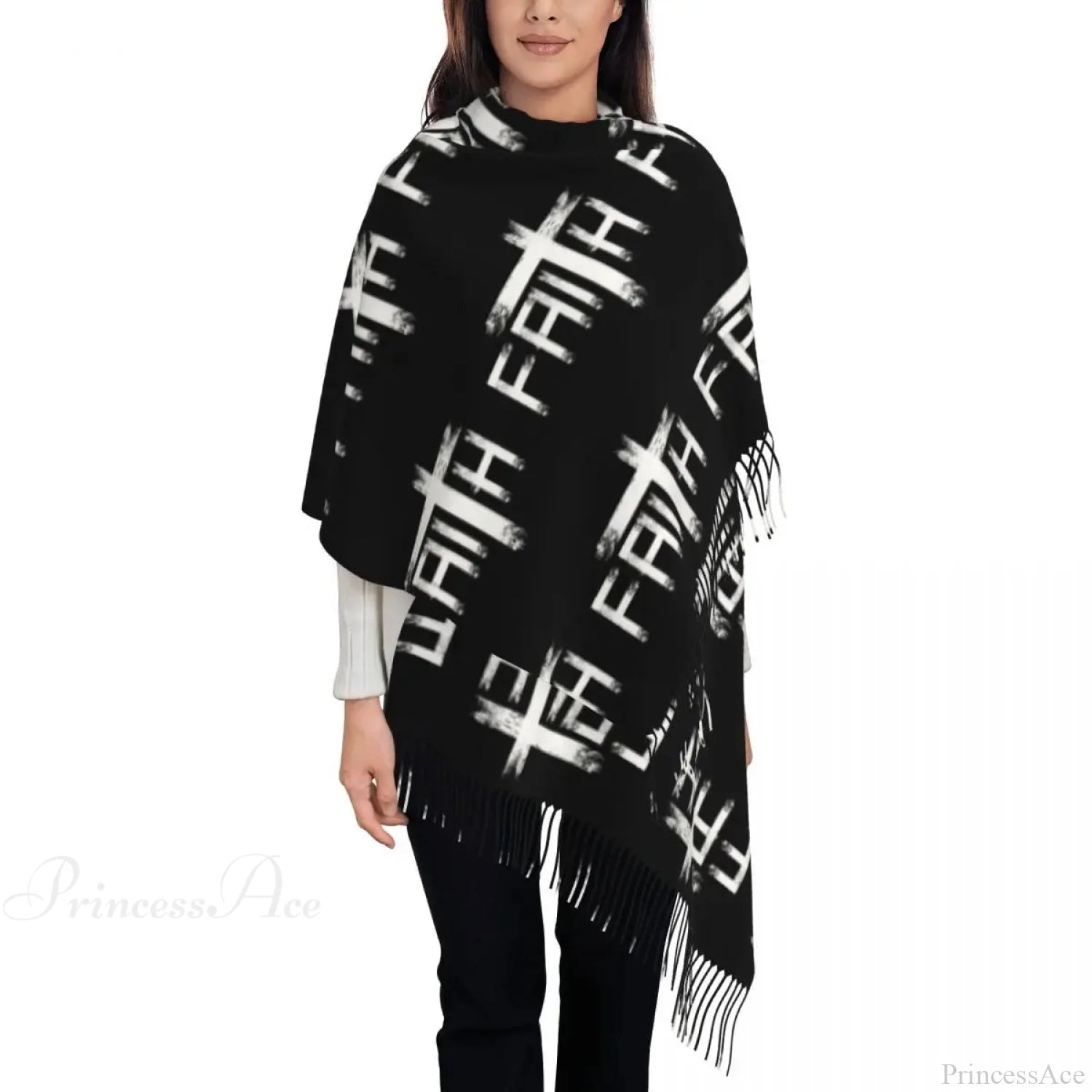 Jesus Saved My Life Warm Winter Christian Faith Shawl Wrap Scarf Black 6 / 72X197Cm Scarfs-L