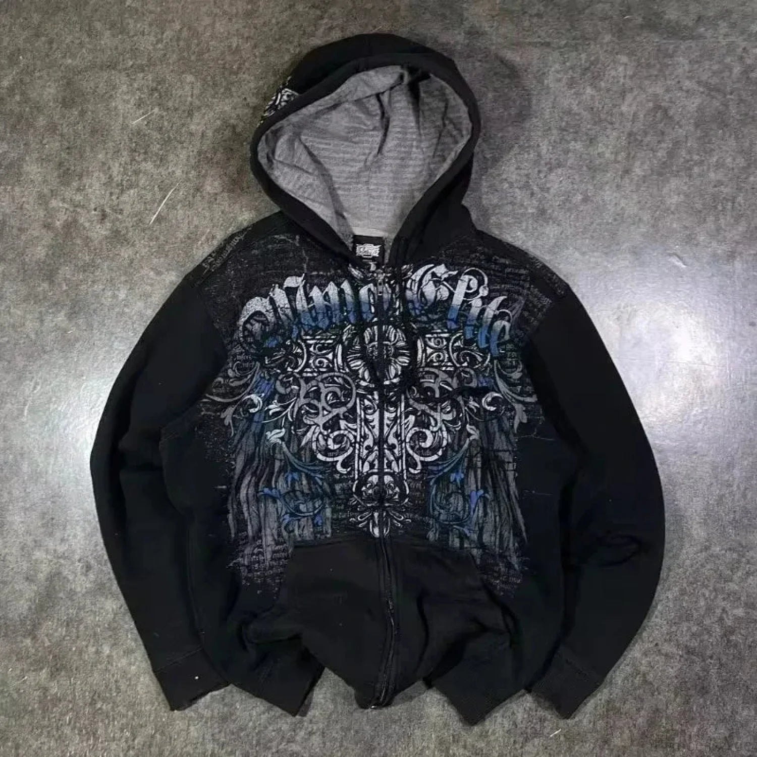 Joker Goth Print Fleece Zipper Hoodie black 2 / M