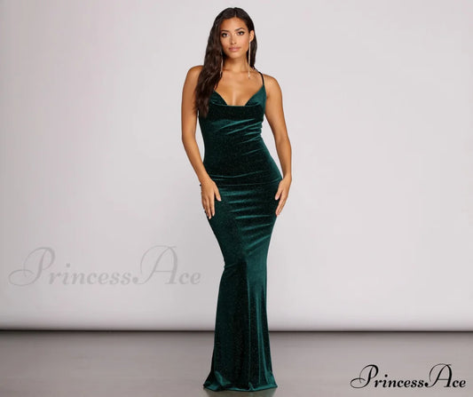 Jolene Formal Glitter Velvet Dress - Lady Occasions