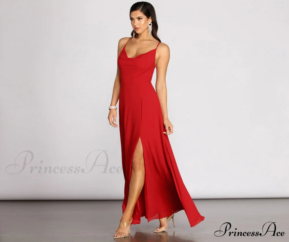 Kai Chiffon Lace Charming Up Back A-Line Dress S.o. Long Dresses