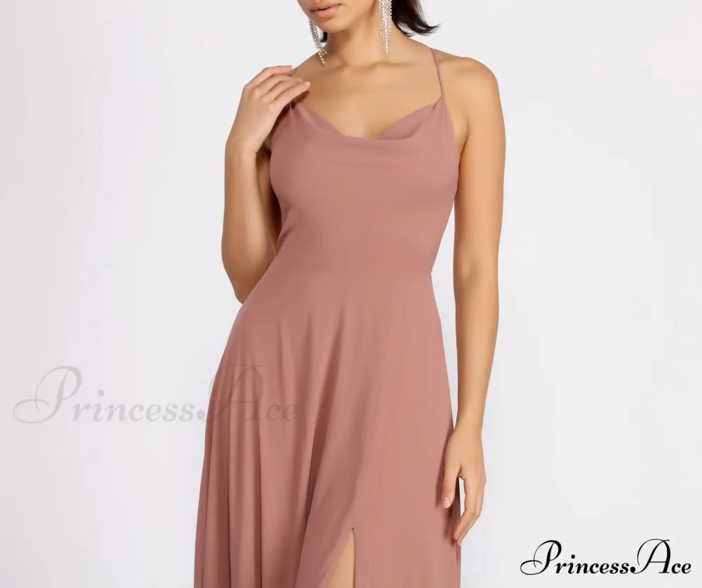 Kai Chiffon Lace Charming Up Back A-Line Dress S.o. Long Dresses