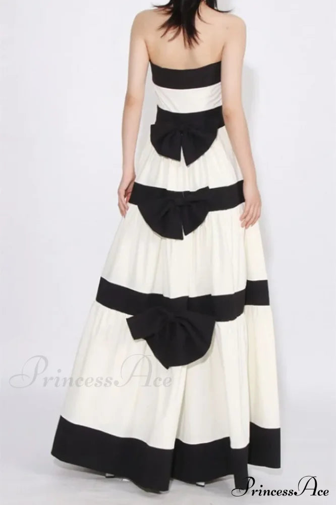 Karen Colorblock Stylish Bowknot Maxi Dress