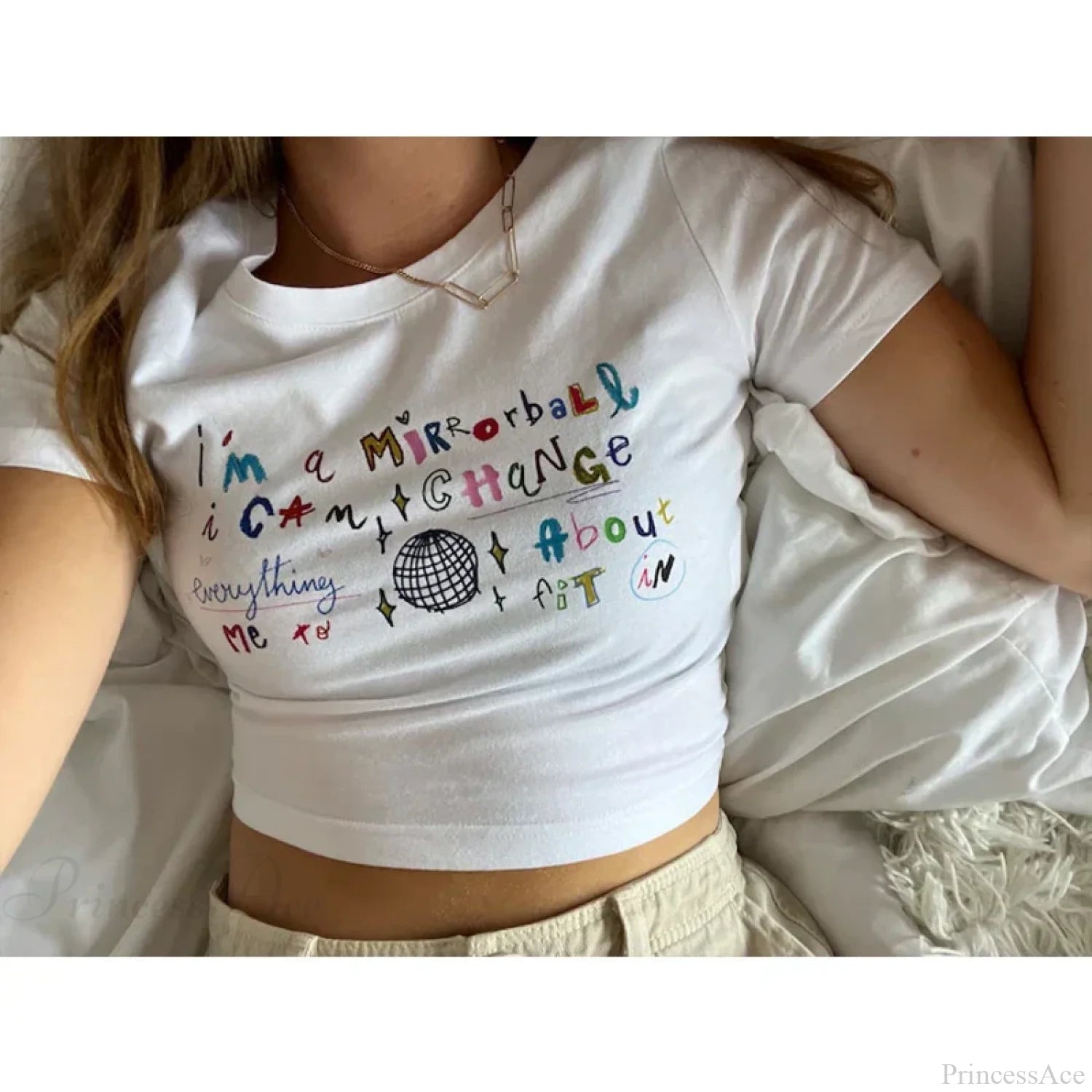 Kawaii Letter Print Crop Top T-shirt t-shirt-250223