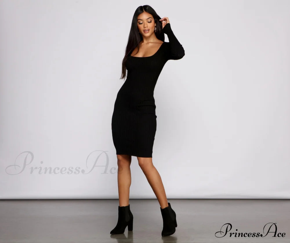 Keeping Knit Stylish Basic Midi Dress Sweaters