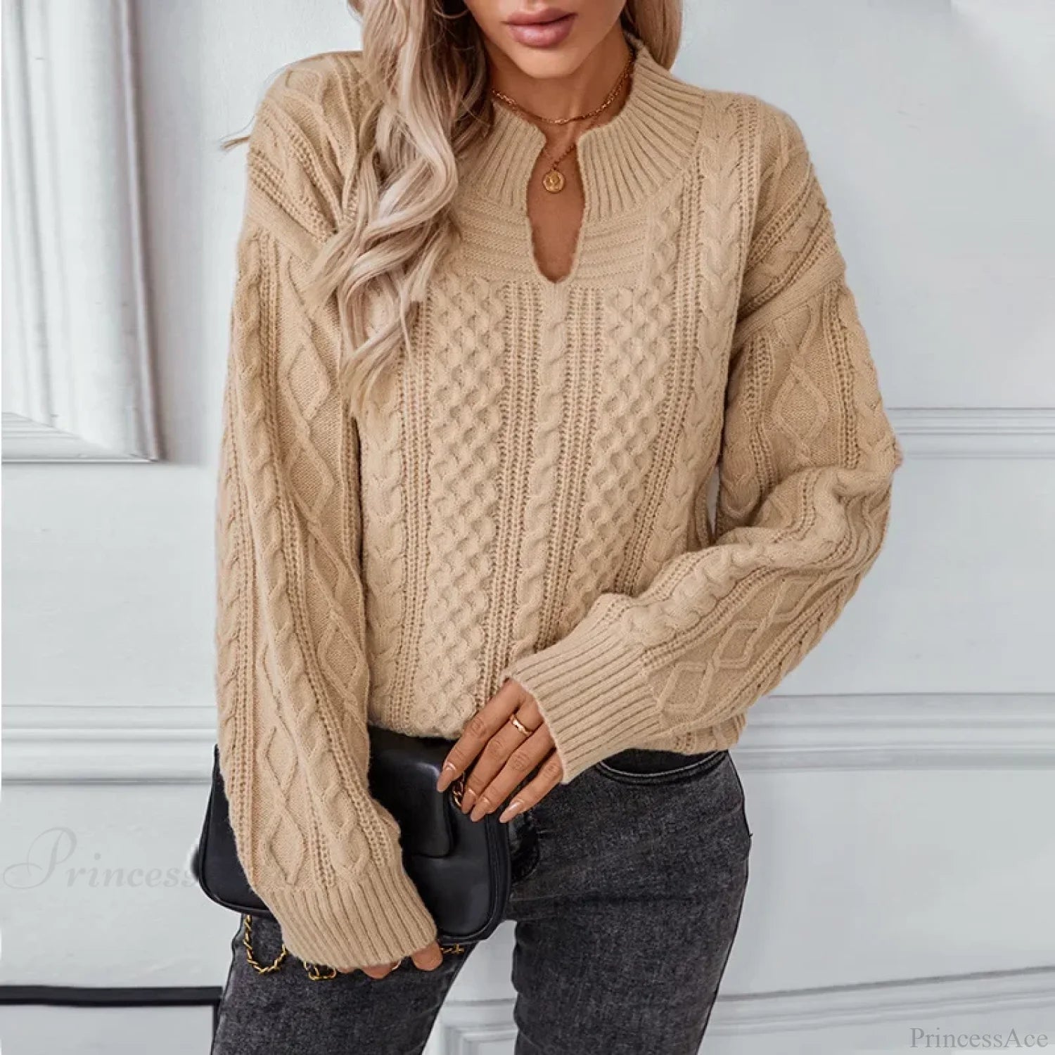 Khaki Cardigan Streetwear Sweater Khaki / S