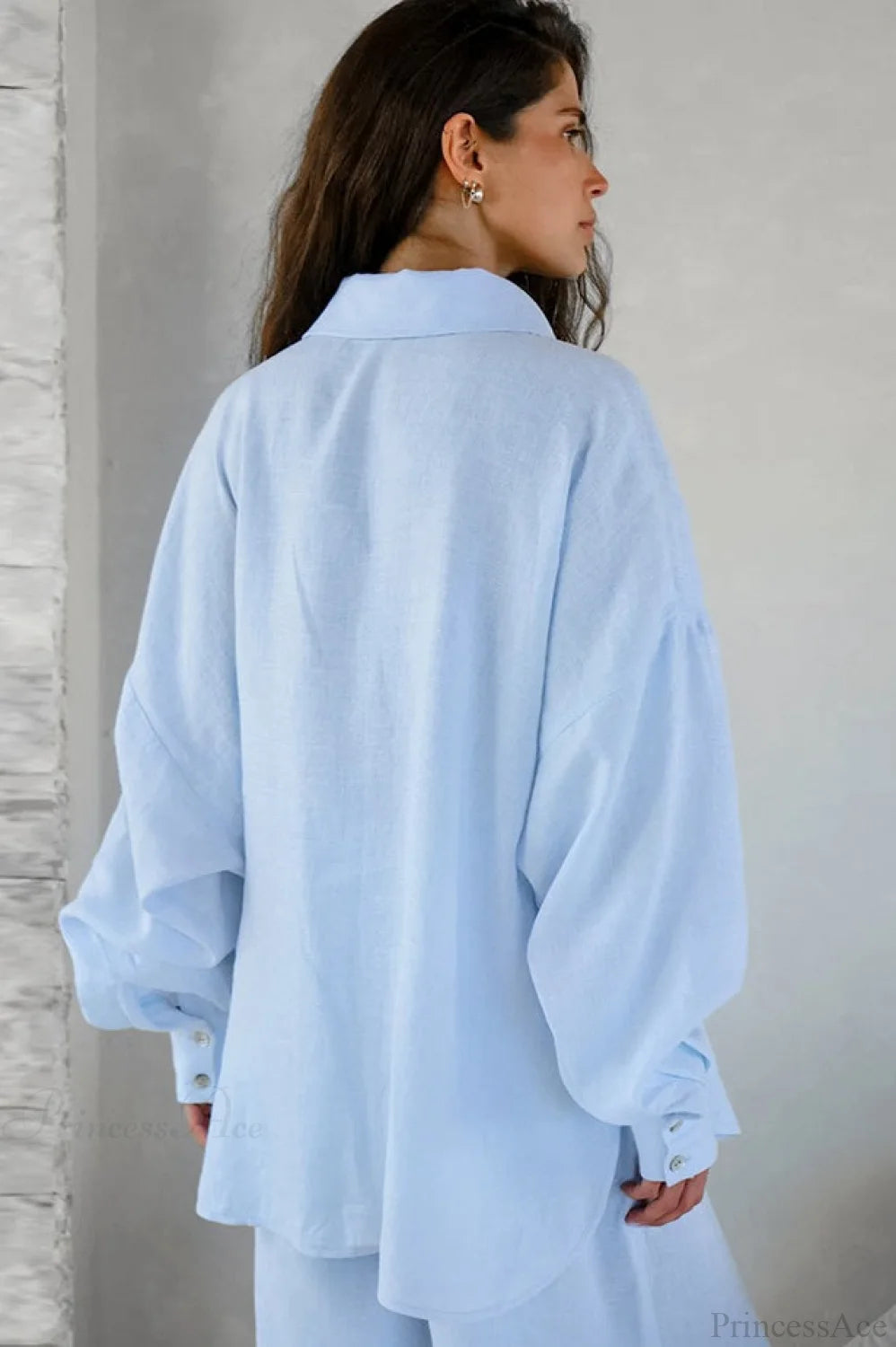 Khaki Cotton Linen Relaxed Long Sleeve Two Piece Set