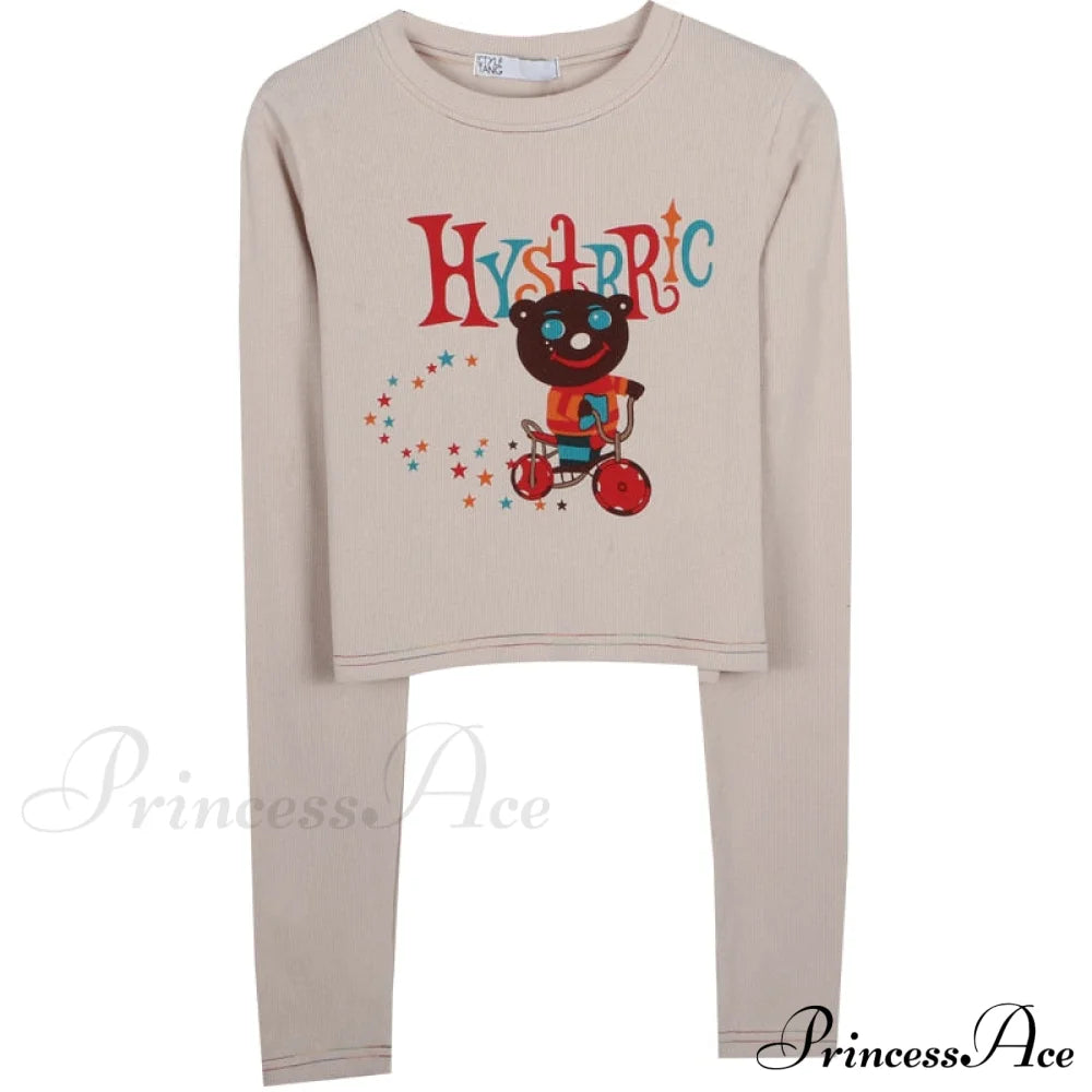 Khaki Graphic Long Sleeve Top Free From Label