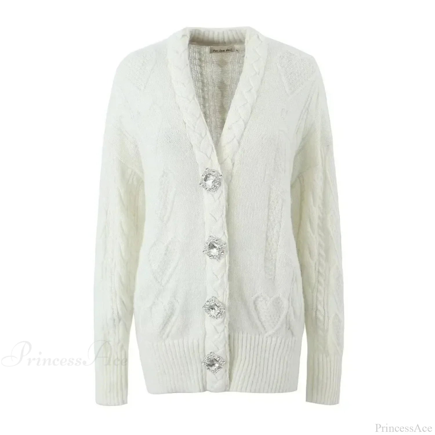 Knit Diamond Pink Cardigan Beige1 / S Cardigan-241208