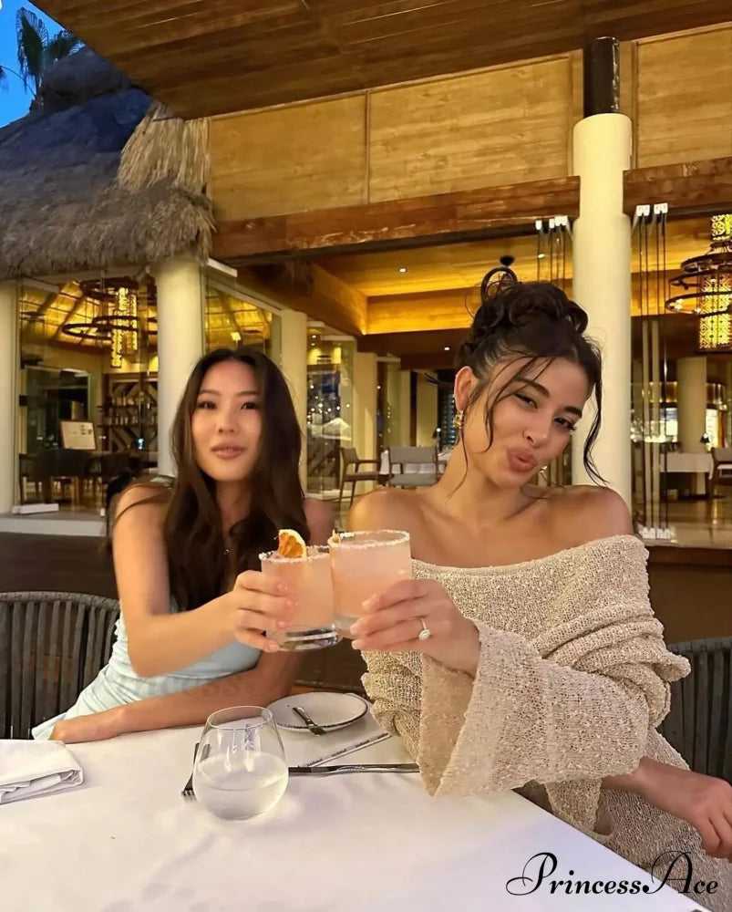 Knit Off-Shoulder Long Charming Sleeve Maxi Dress