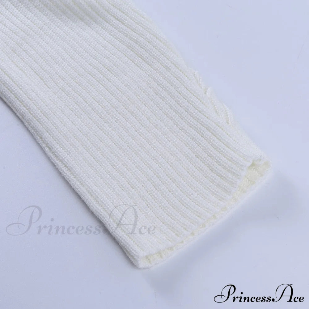 Knit Sweater Stylish Cropped Sleeve Sweaters-L