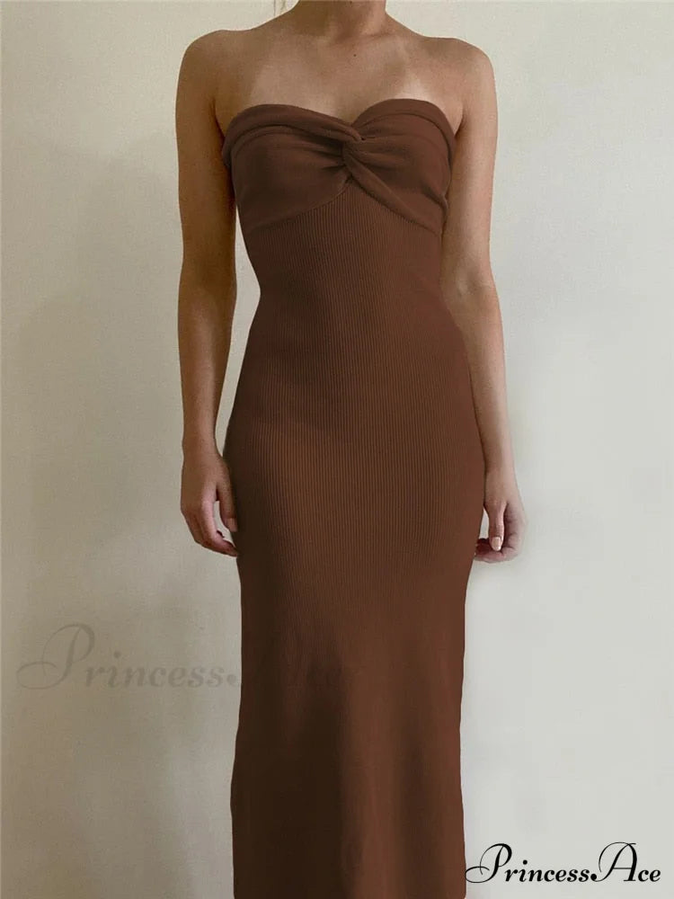 Knit Twisted Tube Midi Dress Free From Label