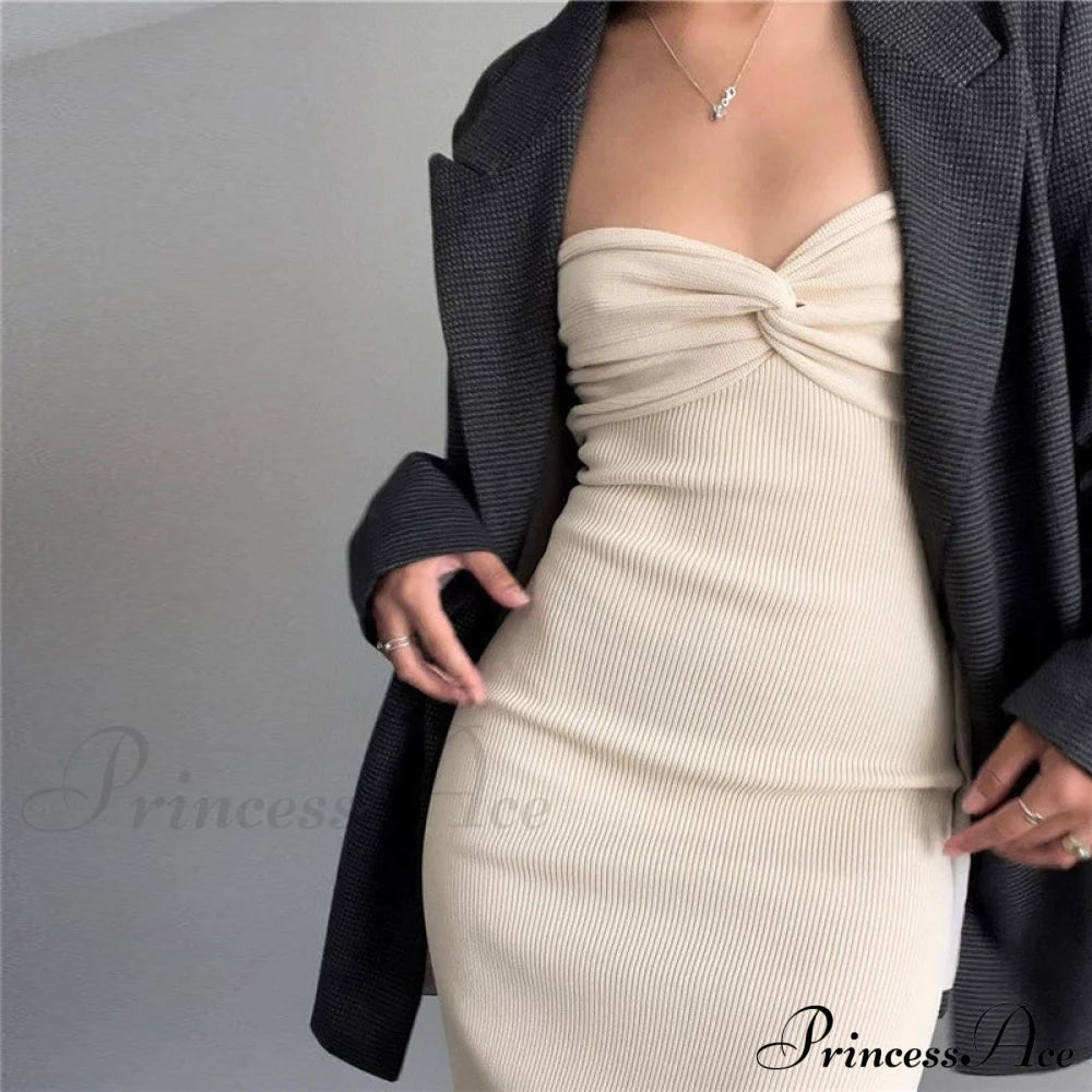 Knit Twisted Stylish Tube Midi Dress Dresses
