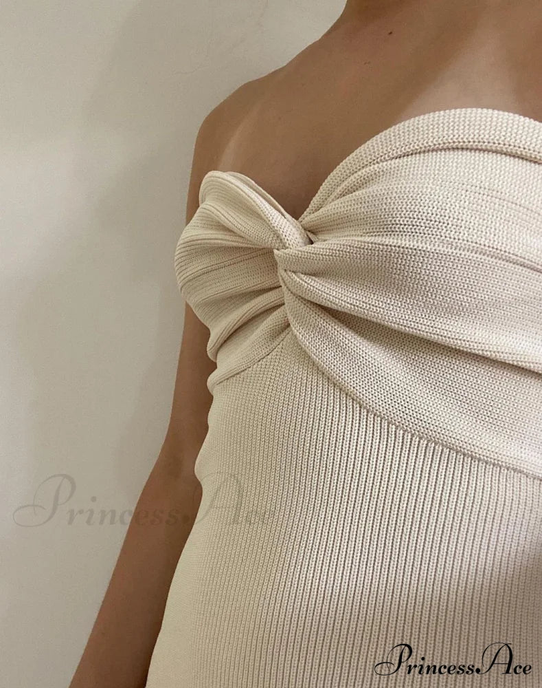 Knit Twisted Stylish Tube Midi Dress Dresses