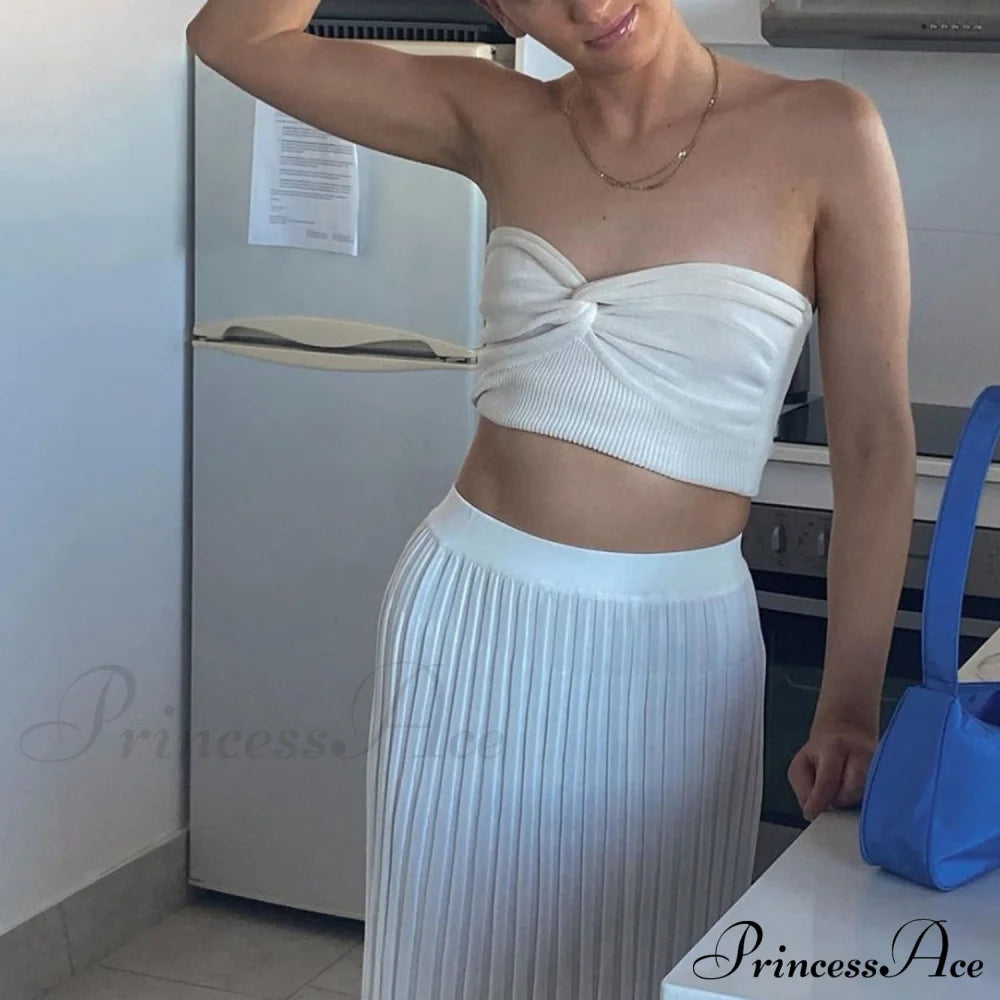 Knit Twisted Stylish Tube Top Shirts & Tops