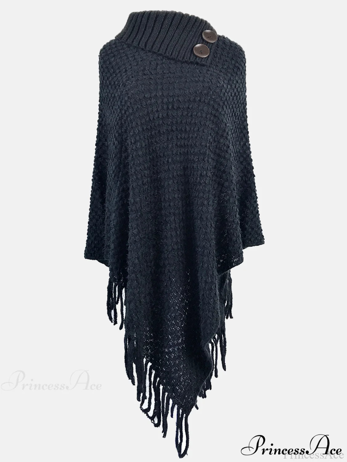 Knitted Charming Button Cardigan Black / One Size Shirts & Tops
