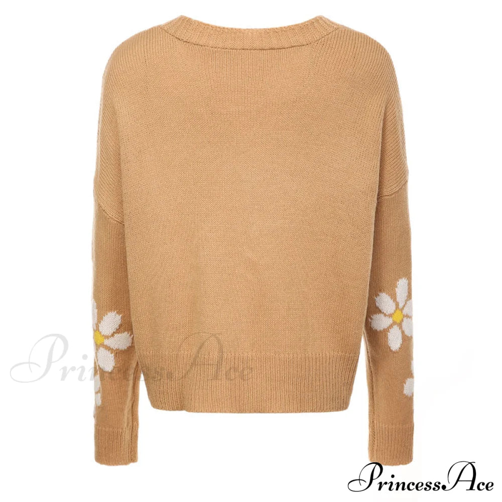 Knitted Flowered Cardigan Coats