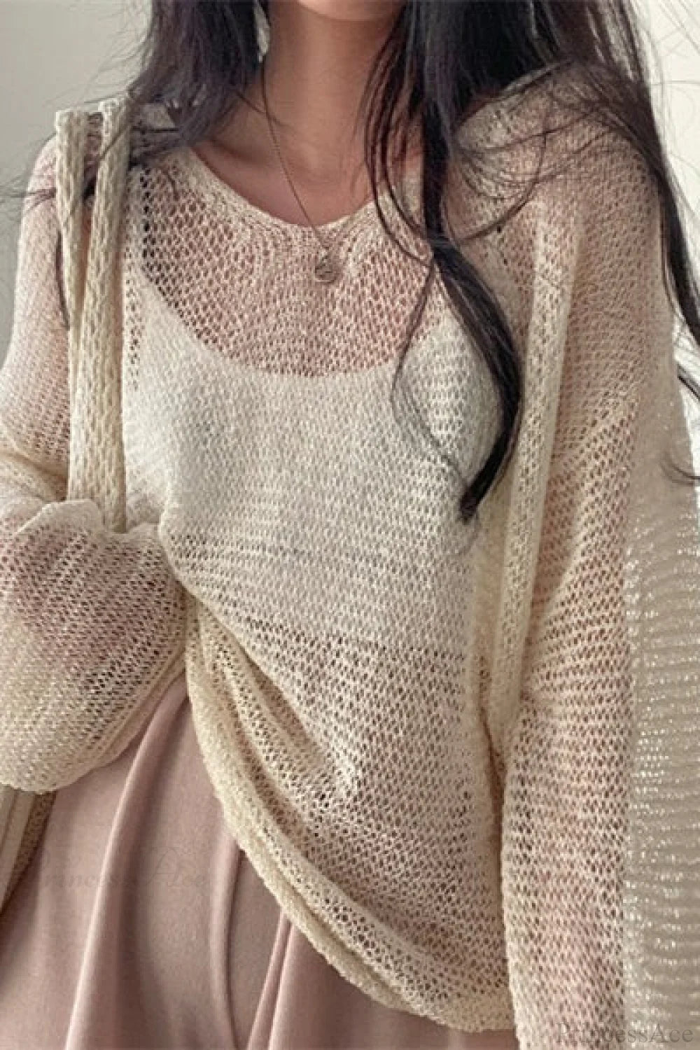 Knitted Openwork Loose Long Sleeve Chic Blouse