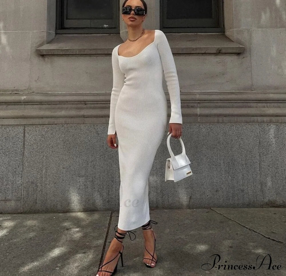 Knitted Sleeves Gown And Women Long Sweater Shoulder Off With Design