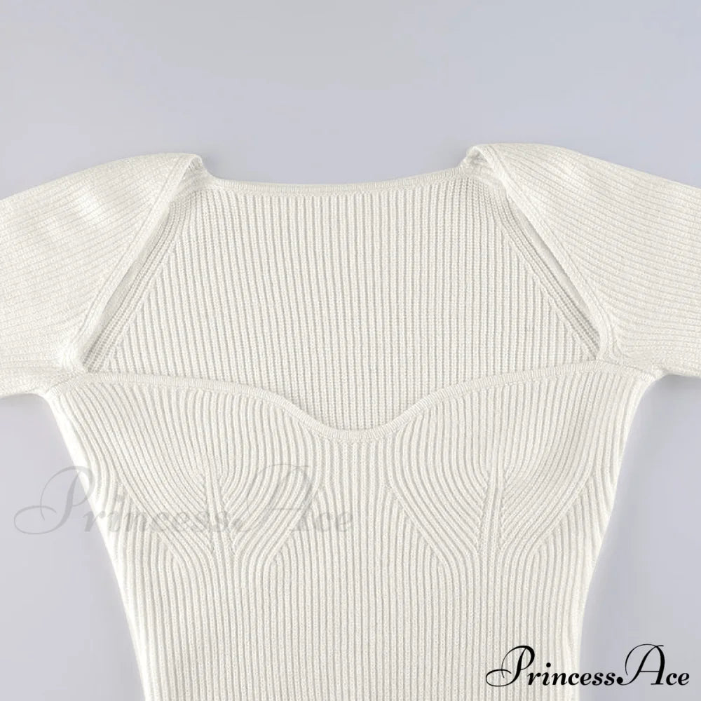 Knitted Sleeves Gown And Women Long Sweater Shoulder Off With Design