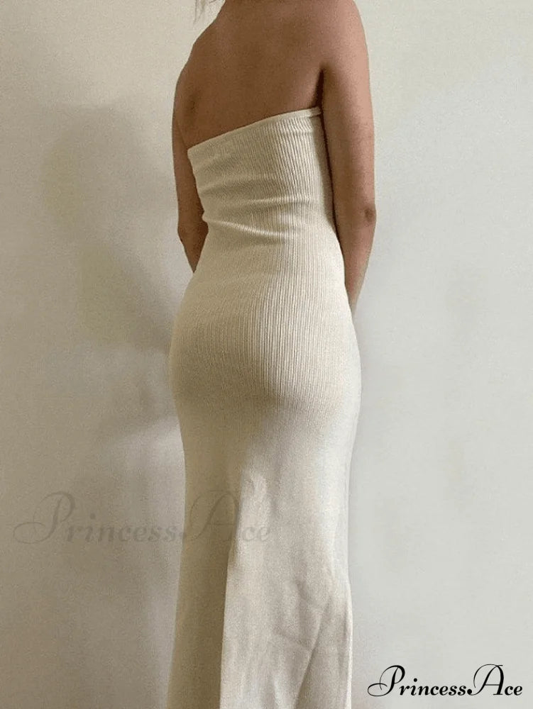 Knitted Turtleneck Graceful Slit Hem Sweater Dresses