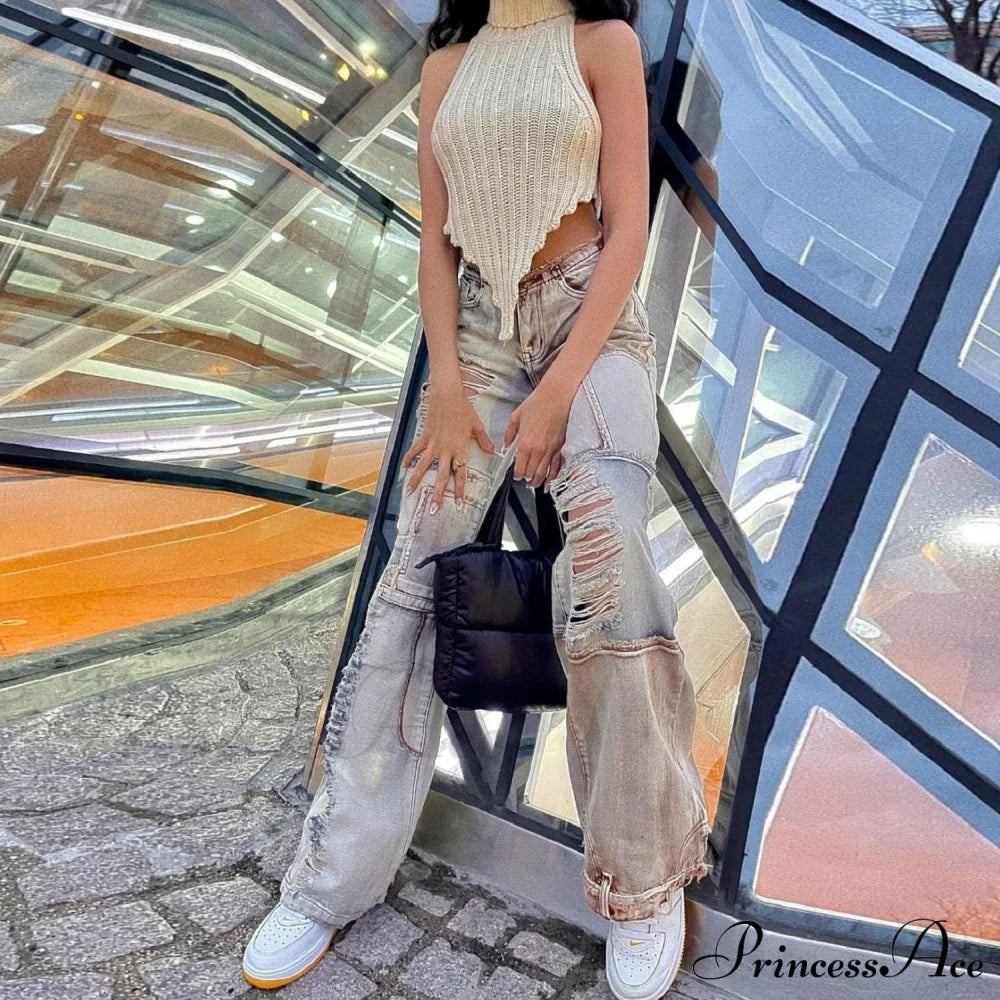 Knitted Turtleneck Stylish Backless Crop Top Shirts & Tops