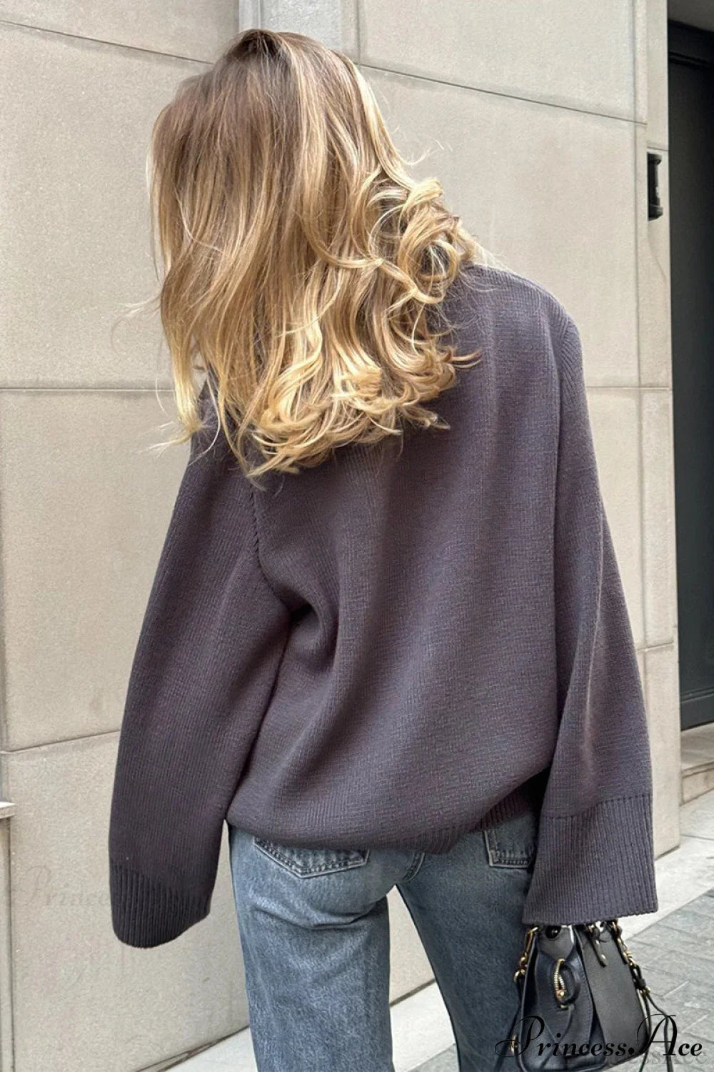 Knitted V Neck Loose Lazy Fit Cardigan