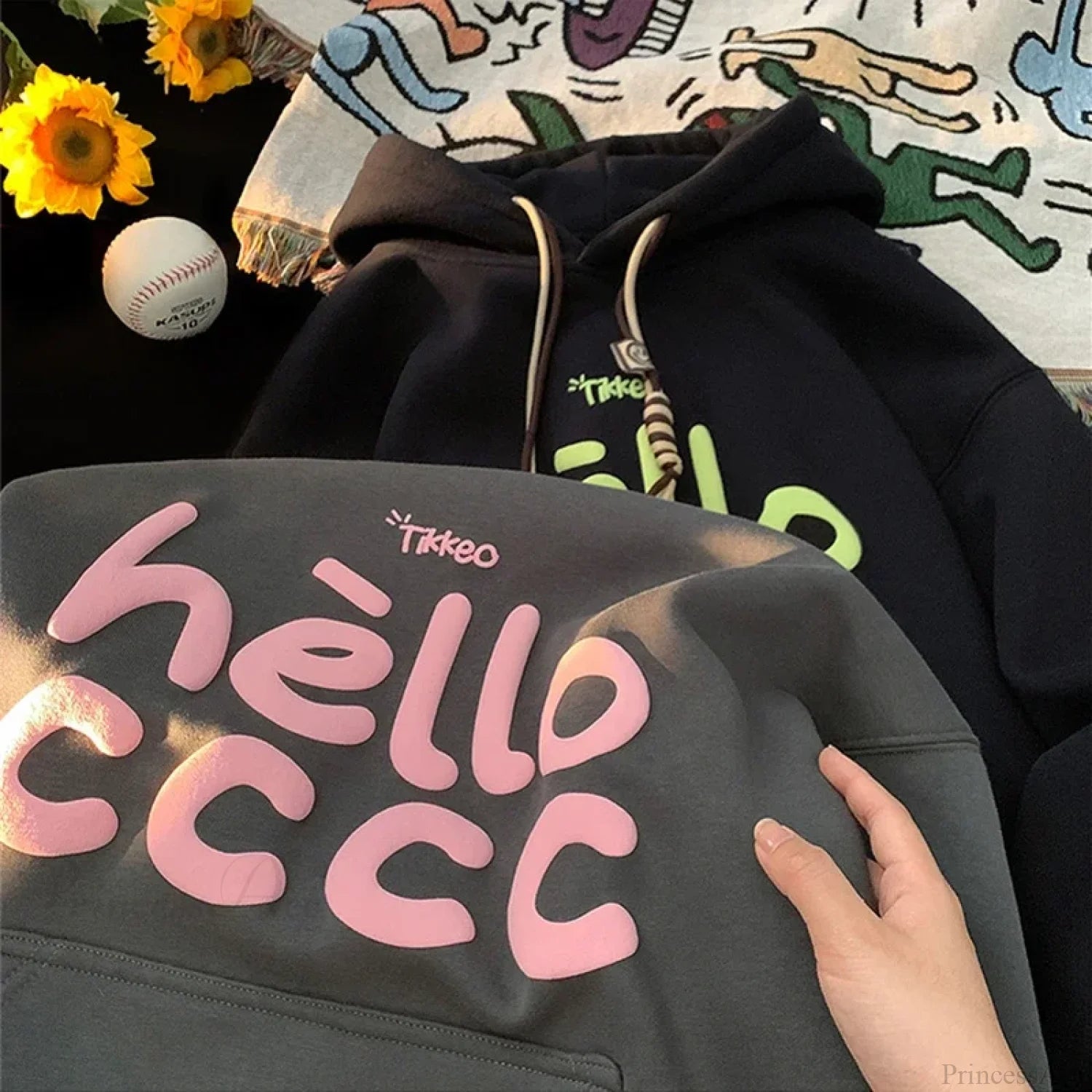 Korean Fashion Letter Printed Fleece Hoodie