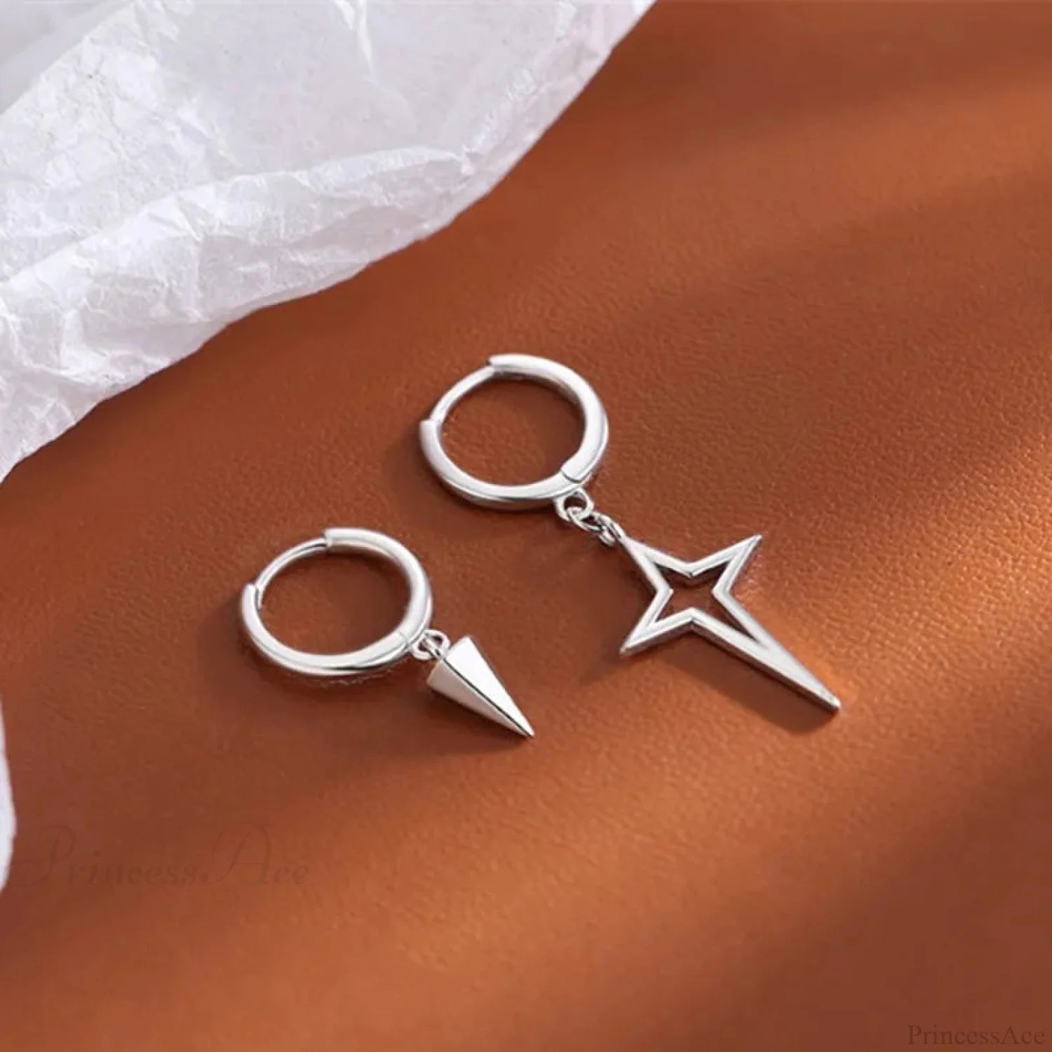 Korean Style Cross Uneven Drop Earring silver1