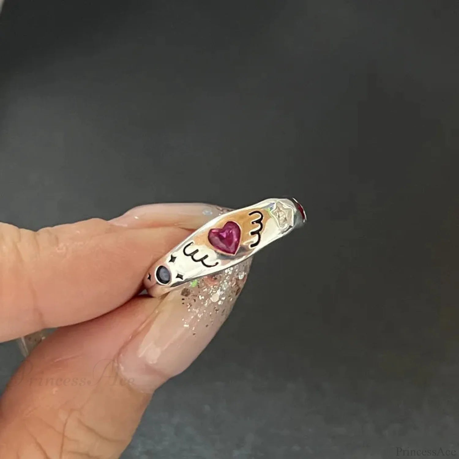 Kpop Dark Geometric Gothic Star Ring color10