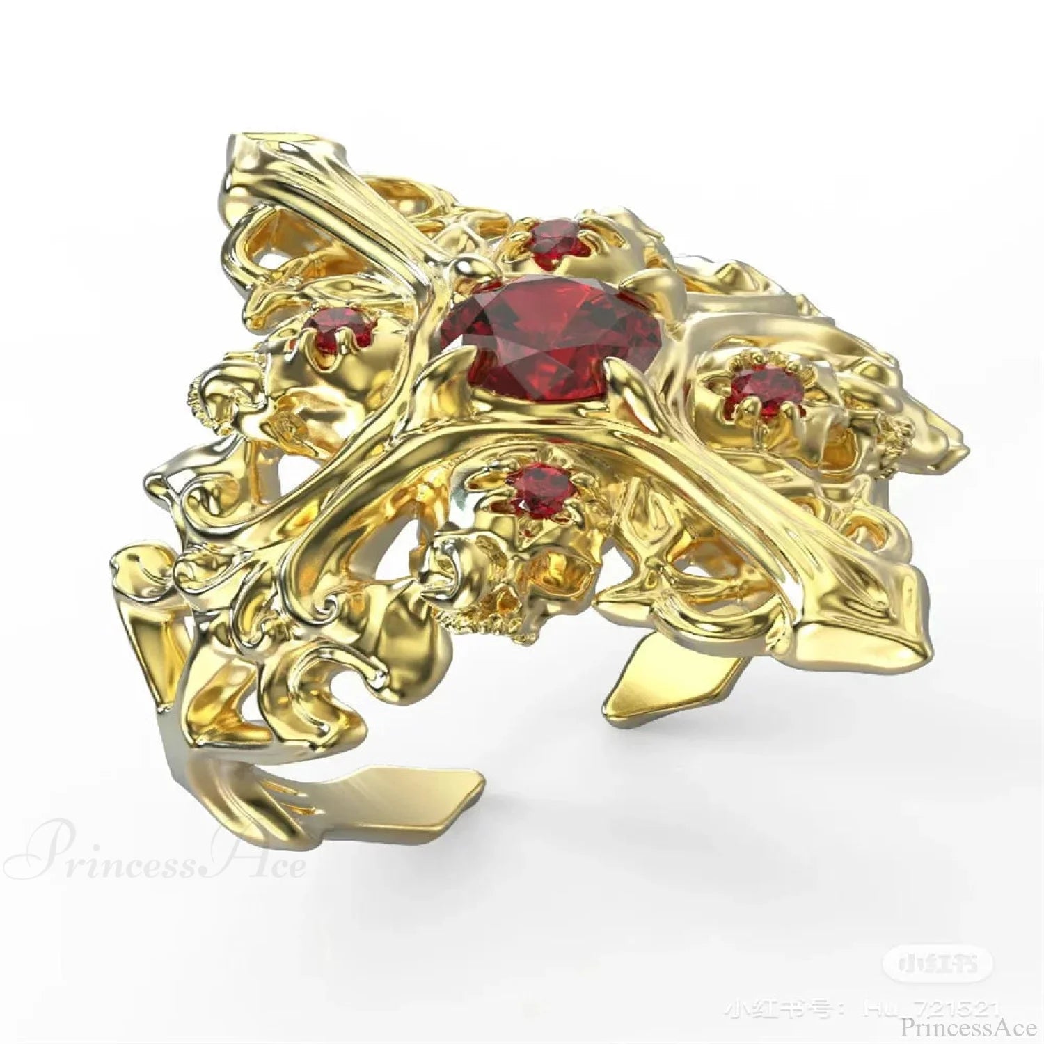 Kpop Y2K Crystal Heart Changeable Gothic Ring Gold