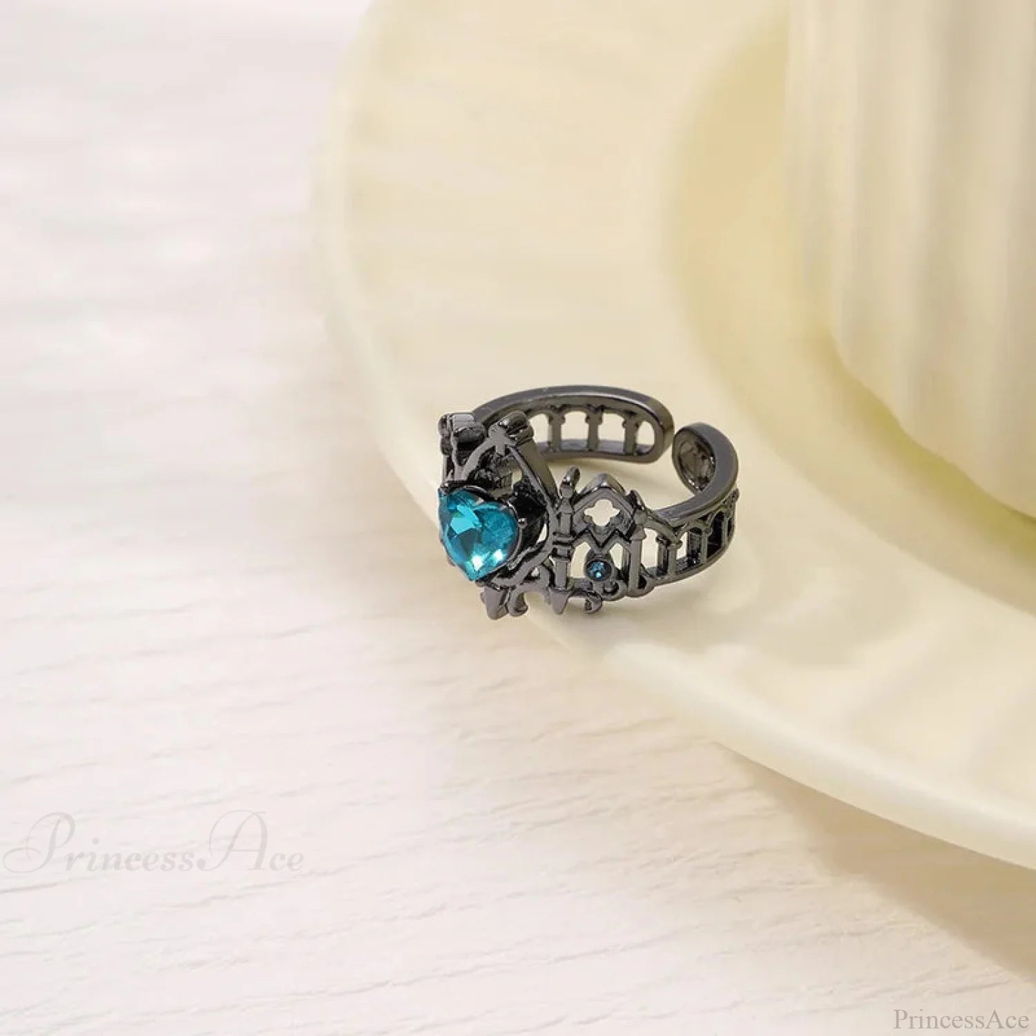 Kpop Y2K Crystal Heart Changeable Gothic Ring green