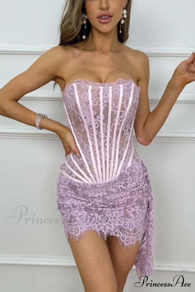 Lace Corset Stylish Draped Mini Dress