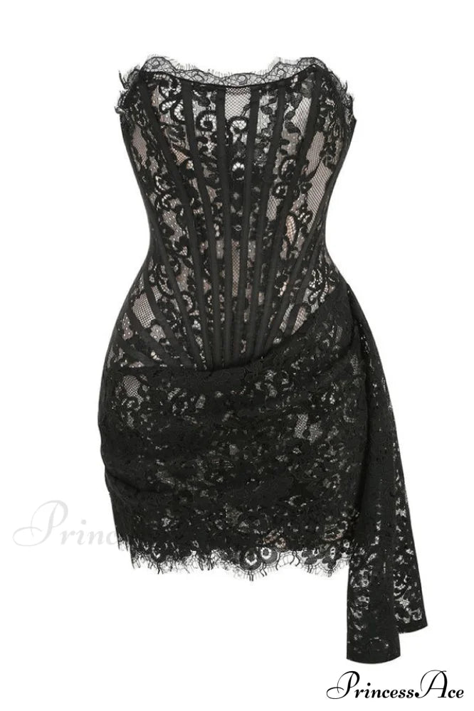 Lace Corset Stylish Draped Mini Dress