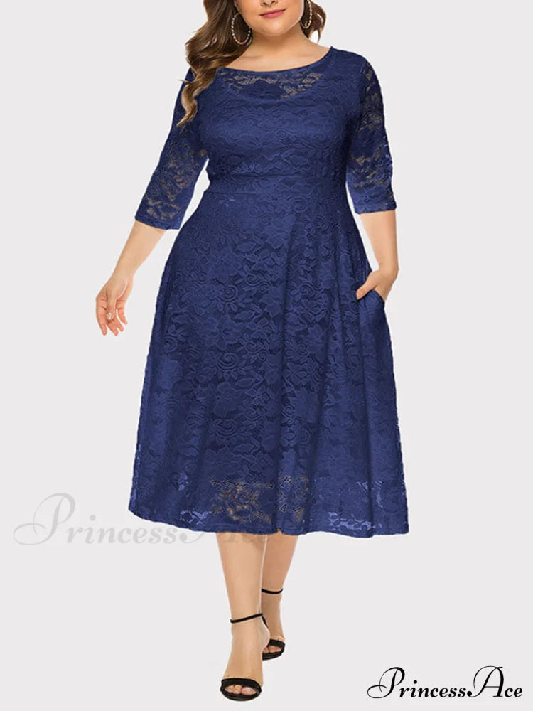 Lace Detail Graceful Bandeau Top Navy Blue / Xl Dresses