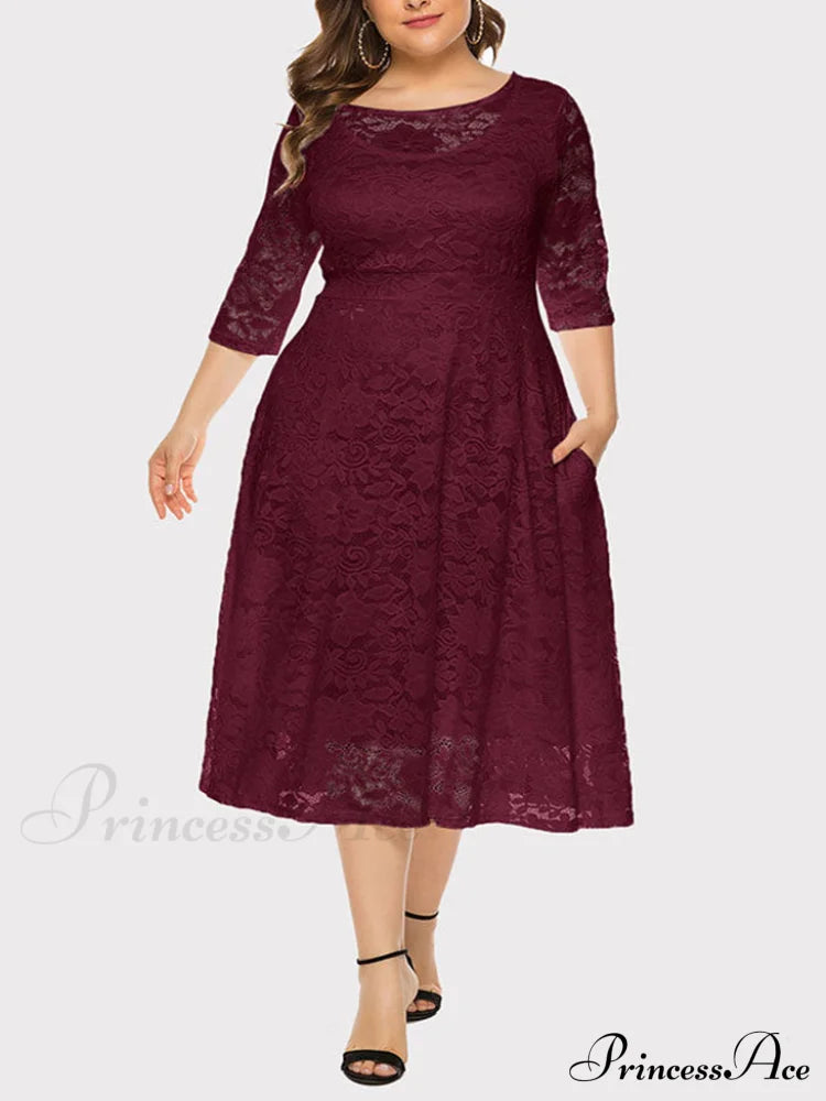 Lace Detail Graceful Bandeau Top Wine Red / Xl Dresses