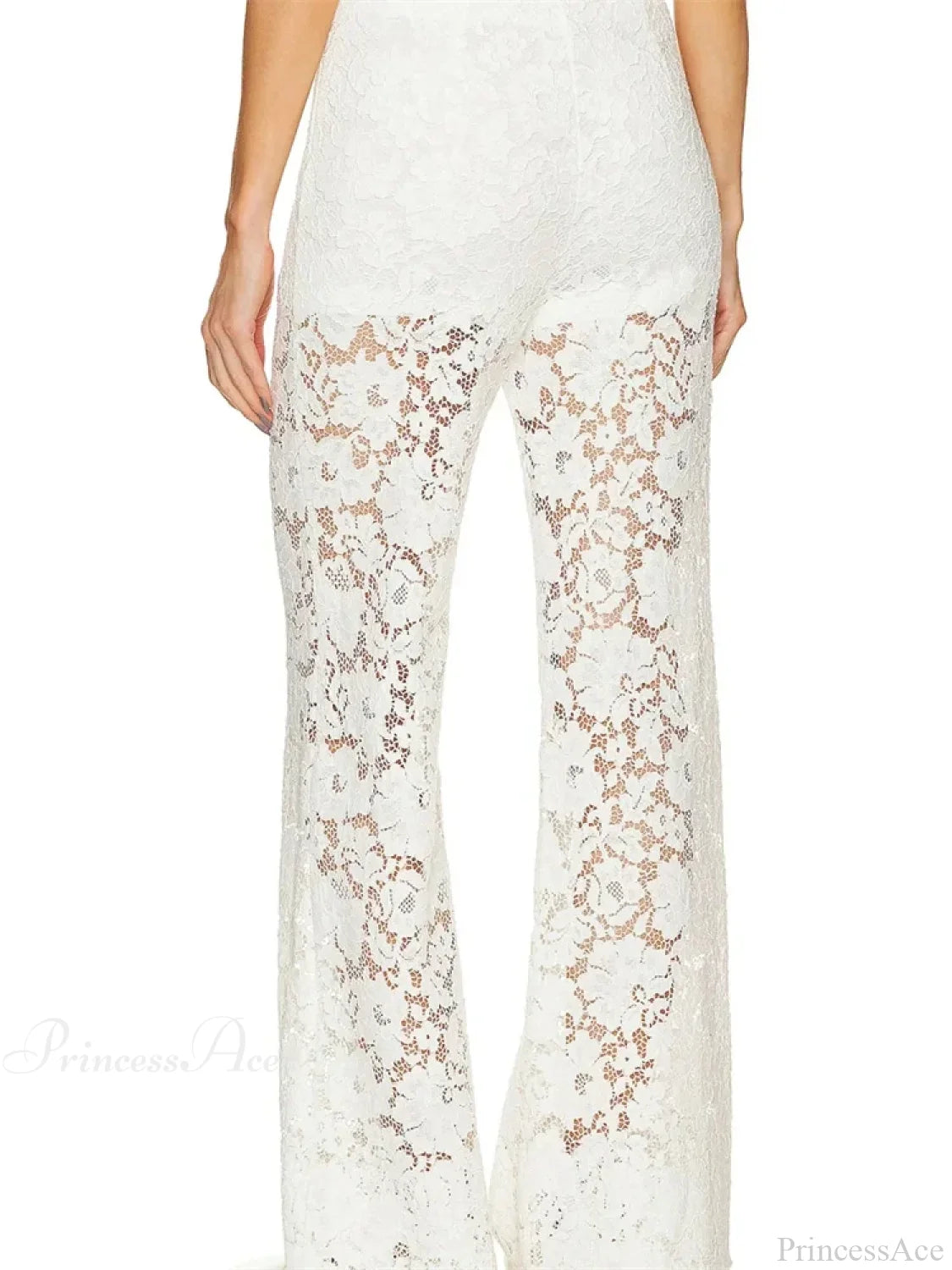 Lace Floral Loose Wide Leg See-Through Mesh Pant pant-250223
