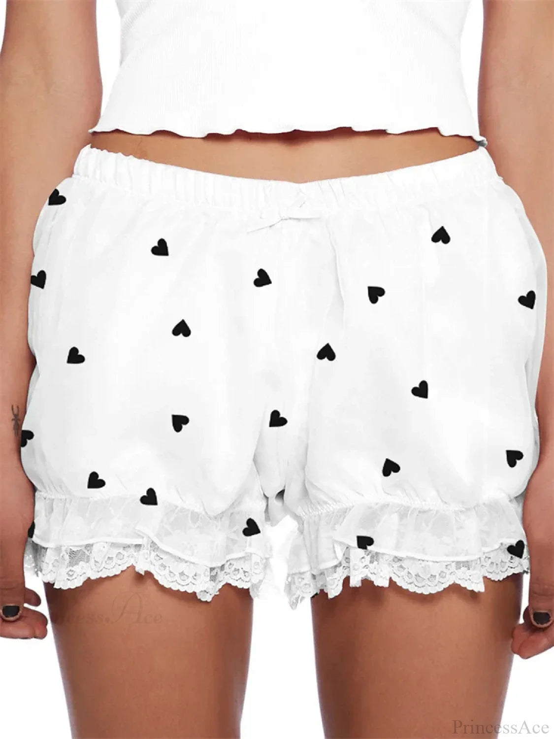 Lace Heart Bow Bloomer Short white / S short-250223